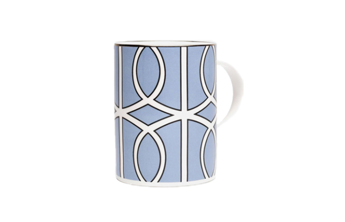 MLB035S Loop Cornflower Blue/White Mug (silver rim)