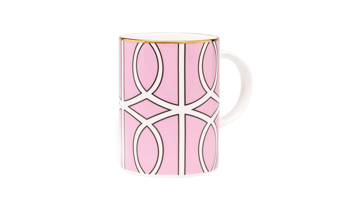 MLP033G Loop Pink White Mug (gold rim)